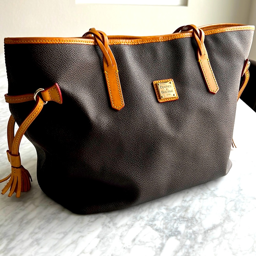 Tote bag Medium size, coated canvas leather trim Dooney & Bourke